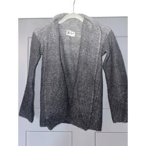 Johnstons Of Elgin Open Front 100% Cashmere Cardigan Sweater Black Ombre Sz XS